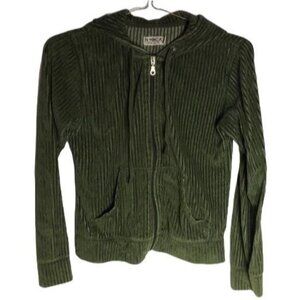 ny ca clothing co green hooded sweatshirt zip up hooded with tie small READ